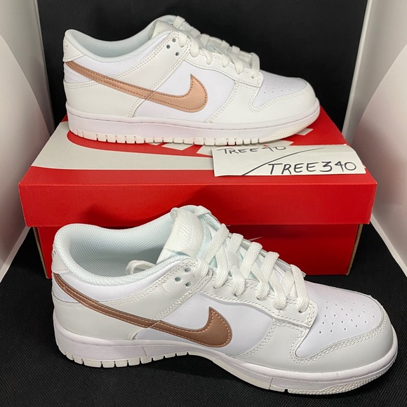 New Nike Dunk Low White Metallic Red Bronze GS 7Y DH9765-100 Deadstock 7M/8.5W
